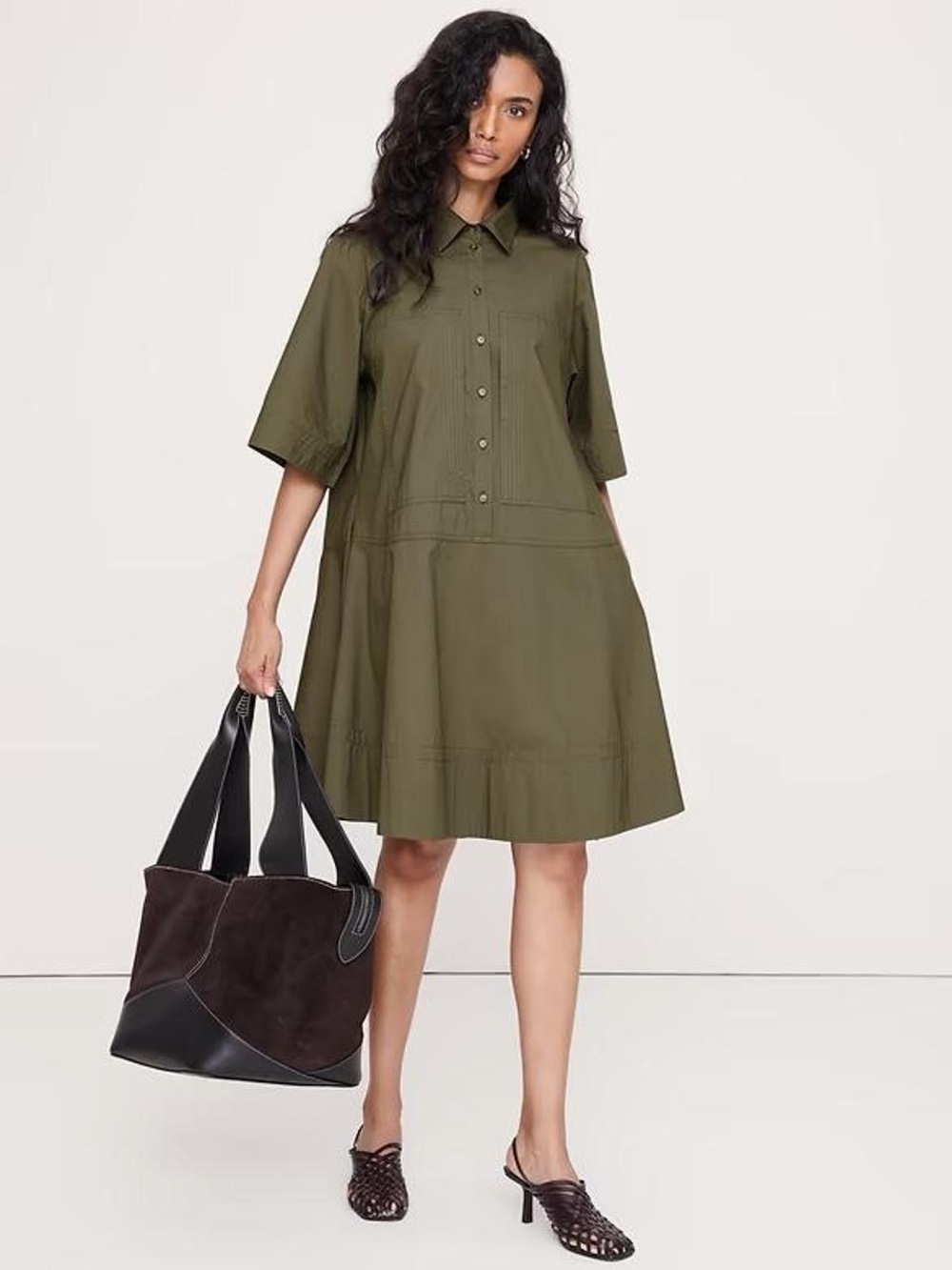 NWT BANANA REPUBLIC COTTON POPLIN TRAPEZE MINI SHIRT DRESS